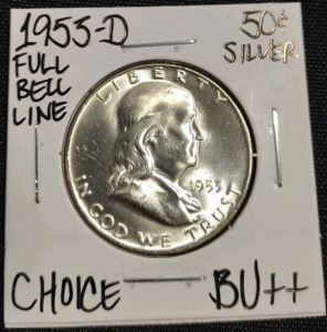 1953-D Choice BU++ Full Bell Line Franklin Half Dollar