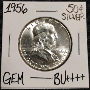 1956 Gem BU++++ Silver Franklin Half Dollar