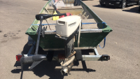 EVINRUDE FLAT BOTTOM FISHING BOAT WITH TRAILER - 13