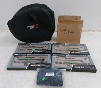 (4) Goat Guns Sniper Miniature Toy - Realistic Moving Parts (1) Cowboy Hat Rack (1) Protechtor Cases by Gator - 12" &times; 9" (1) Luggage Cup Holder