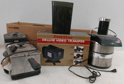 (1) Mini Deep Fryer (1) Power Juicer (1) PoleStar Deluxe Video Transfer