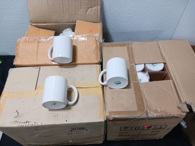 2 1/2 cases white coffee mugs