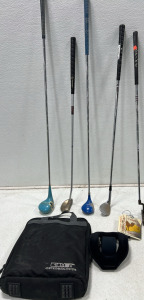 (5) Golf Clubs, Animal Golf Game and Bag