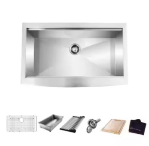 Glacier Bay Farmhouse Stainless Steel 36” Single Bowl Kitchen Workstation Sink and Accessories