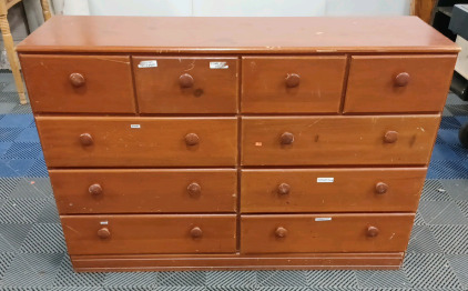 (1) 10-Drawer Dresser - Wood - 52.25" × 15" × 36"