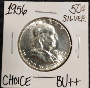 1956 Choice BU++ Silver Franklin Half Dollar