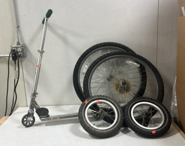 (2) 24” Bike Tires (2) 12” Bike Tires (1) Razor Scooter