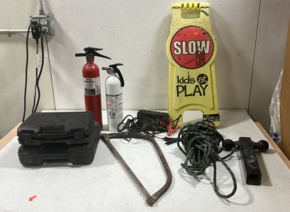 (2) Fire Extinguisher (1) Viking 4 AMP 6/12v Battery Charger/ Maintainers & More