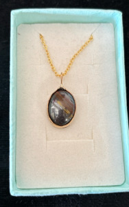 Salmon River Idaho Iron Agate In Solid 12K GF Necklace