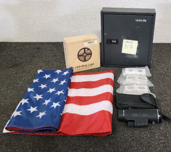 Safety Box, LED Light Strip, American Flag, Coin Holders, Spot Scope