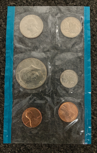 (6) Coins From 1971: (2) Pennies, A Dime, A Half Dollar, A Quarter, A Nickel