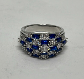 Blue & White Sapphire Ladies Ring Size 10