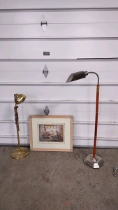 (2) Standing Hanging Lamps & a 2'3"x 1'10½" "Reading By The Window" Very Nice Oil Painting