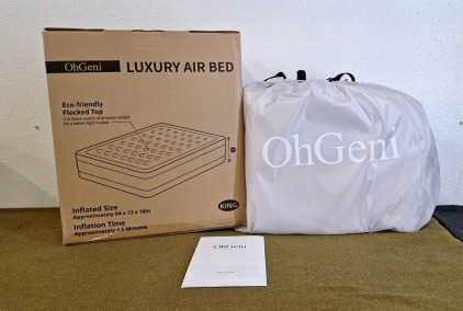 (1) OhGeni, King Size Airbed W/ Built In Air Pump