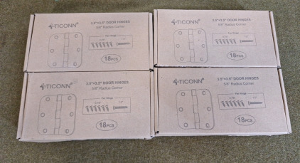 (4) Ticonn 18-Piece. Interior Foor Hinges, Satin Nickel