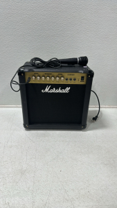 (1) Marshall amplifier Model G15rcd (1) Shinto Microphone