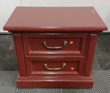 (1) Nightstand - Wood - Dark Red - 25" × 16" × 23.125" H