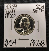 1959 PR68 Gem Proof Silver Washington Quarter