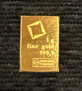 1g 999,9 Fine Gold Valcambi Suisse Bar