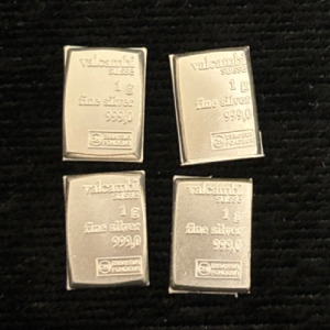 (4) 1g Fine Silver 999,0 Valcambi Suisse Bars