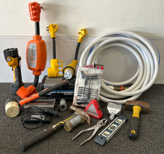 Emergency Air Compressor, Power Inverters, Hammers, Tools, Hose and More