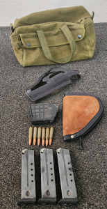 (3) Ruger 9mm Magazines, Holster And Soft Case, 7.62&times;39 Mag With 6 Rounds