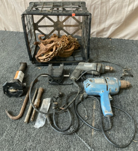 Power Tools (Tested & Work), Chain With Wheels, Jack and More!