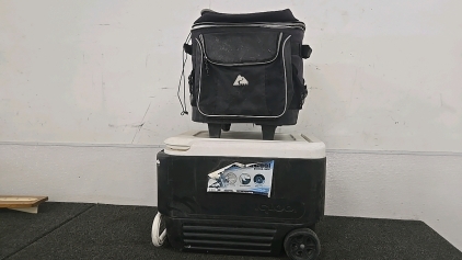 (1) Igloo Wheelie Cool Wheeled Cooler (1) Ozark Fabric Rolling Cooler