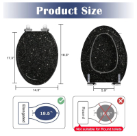 Black Starlight Elongated Slow-Close Toilet Seat (r6) - 3