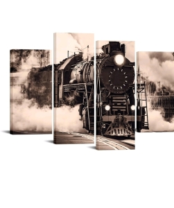 Stream Train Multi-Panel Canvas Art Picture 48x24-32 (sp5)