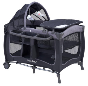 Grey Portable Baby Nursery Center With Wheels (Perch)