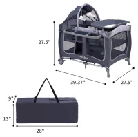 Grey Portable Baby Nursery Center With Wheels (Perch) - 2