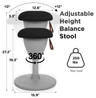 Black Egronomic Office Wobble Stool (sp2) - 2