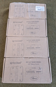 (4) 18-Pack Boxes Of TICONN Interior Door Hinges, Oil Rubbed Bronze