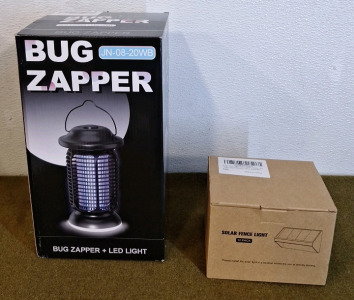 (1) Bug Zapper + LED Light & (1) 12-Pack Of LED, Solar Fence Lights