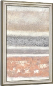 (1) Oil Painting Textured Contemporary - Silver - Grey - Pink - Picture - 24"x 36"