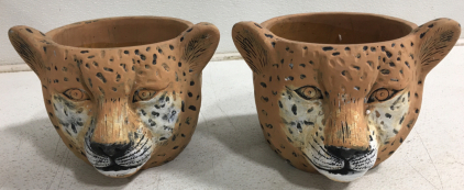 Set of 2 Leopard Planter Pot