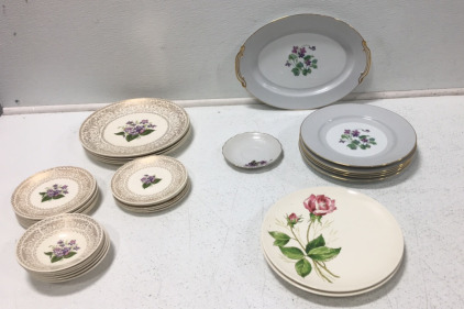 (34) Modern Floral Themed China, Various Pieces