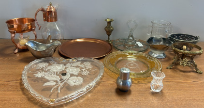 Beautiful Glass, And Copper Dishes