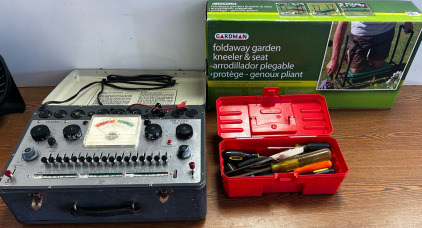 Foldaway Garden Kneeler, And Seat, 620 Tube Tester, And Mini Tool Box