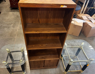 Wooden Shlef, With Glass Top Night Stand
