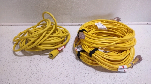 (3) Yellow Jacket Heavy Duty Extension Cord 50ft. & (1) EDIC Power Cord 50ft.