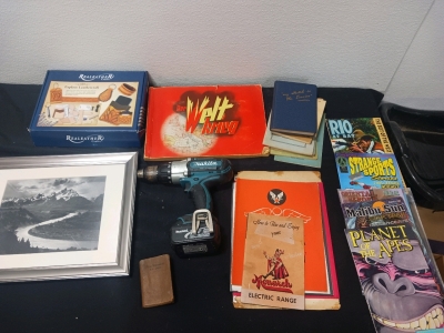 1 Makita 18v Drill 1 Leather Crafts 5 Comic Books
