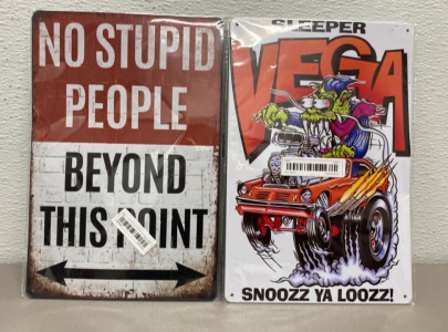 (2) Metal Signs for Decoration