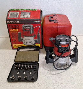 (1) Craftsman Router W/ Case & (1) Craftsman Router Bit Set