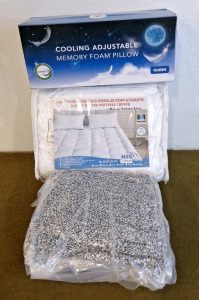 (1) Cooling Memory Foam Pillow, Queen, (1) Quilted Mattress Topper, Queen & (1) Black & White Fleece Blanket, 60" x 80"