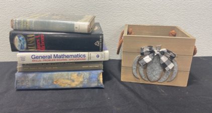 (1)lot of Various Vintage Books, (1) Wooden Basket