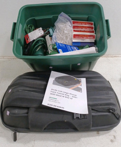 (1) Artic Cat Large Shovel Pack Tunnel Bag 2010 - 2025 (1) Tote of Christmas Lighting Accessories, Power Cords, Timers, Clips, Universal Light Stakes