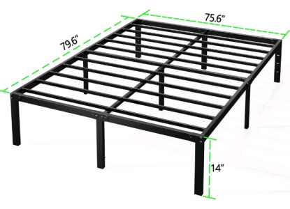 (1) Kujielan, 14", King Metal Platform Bed Frame, Metal Slat Support Mattress Foundation, Number H2040-K-13