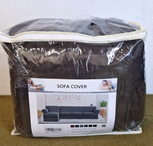(1) Sectional Couch Cover, Large, Dark Coffee